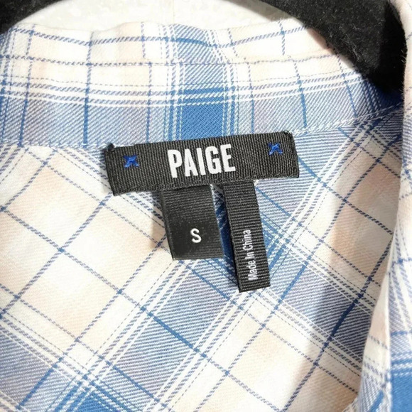 Paige Blue & Pink Plaid Button Down Long Sleeve Shirt Women's Size Small - Picture 5 of 7